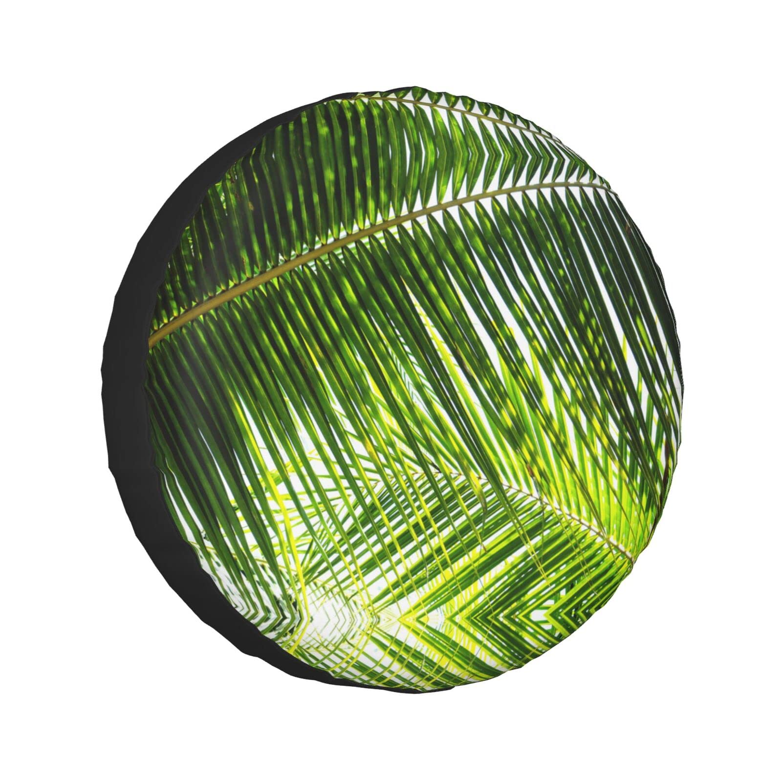 Palm Leaves Green Shades Reserverad-Abdeckungen, wasserdicht, Ersatzradabdeckung für Anhänger, LKW, Wohnmobil, SUV, universal, alle Fahrzeuge, 35,6 cm (14 Zoll) von Pmnnerefaq