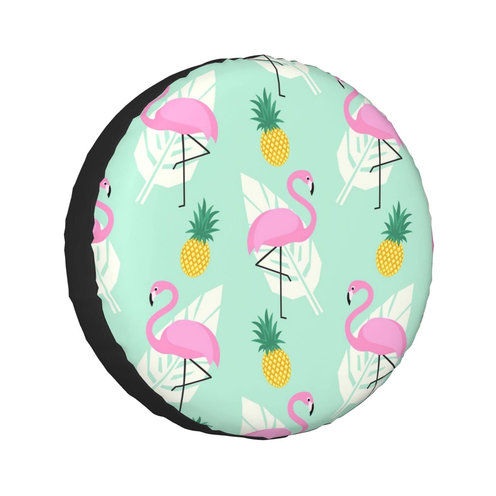 Pink Flamingo Ananas Ersatzreifenabdeckungen Wasserdicht Ersatzradabdeckung Protektoren für Anhänger, LKW, Wohnmobil, SUV, Universal alle Fahrzeuge, 35,6 cm (14 Zoll) von Pmnnerefaq