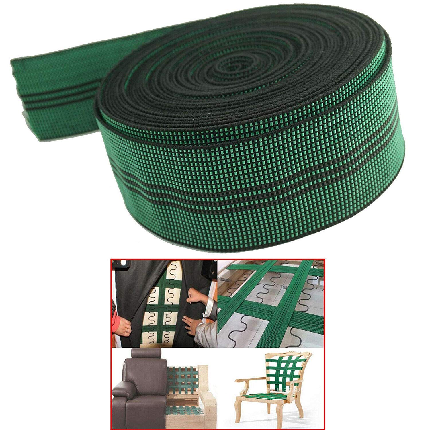 Elastisches 10 % Stretch-Latex-Gurtband, Polsterband, elastische Spule, 5,1 cm breit x 50,8 m, für Sofa/Couch/Stuhl, Möbelreparatur, DIY oder Ersatz von Pmsanzay