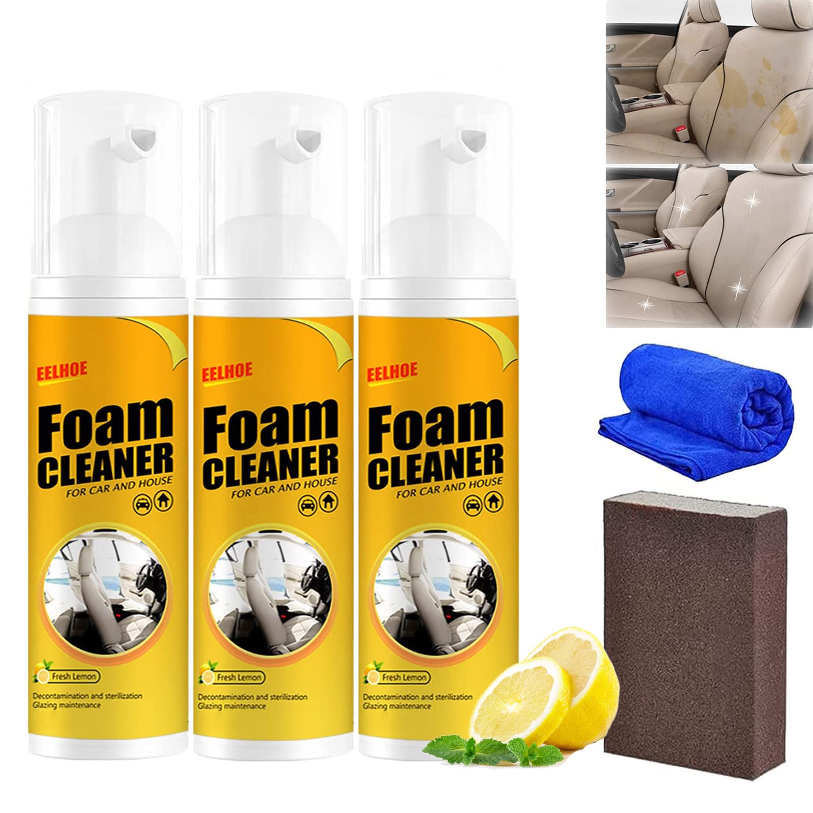 All Around Master Foam Cleaner, Multifunctional Car Foam Cleaner, Foam Cleaner All Purpose, Foam Cleaner for Car, Multi-Purpose Foam Cleaner (3Pcs,30ml) von Pnedeodm