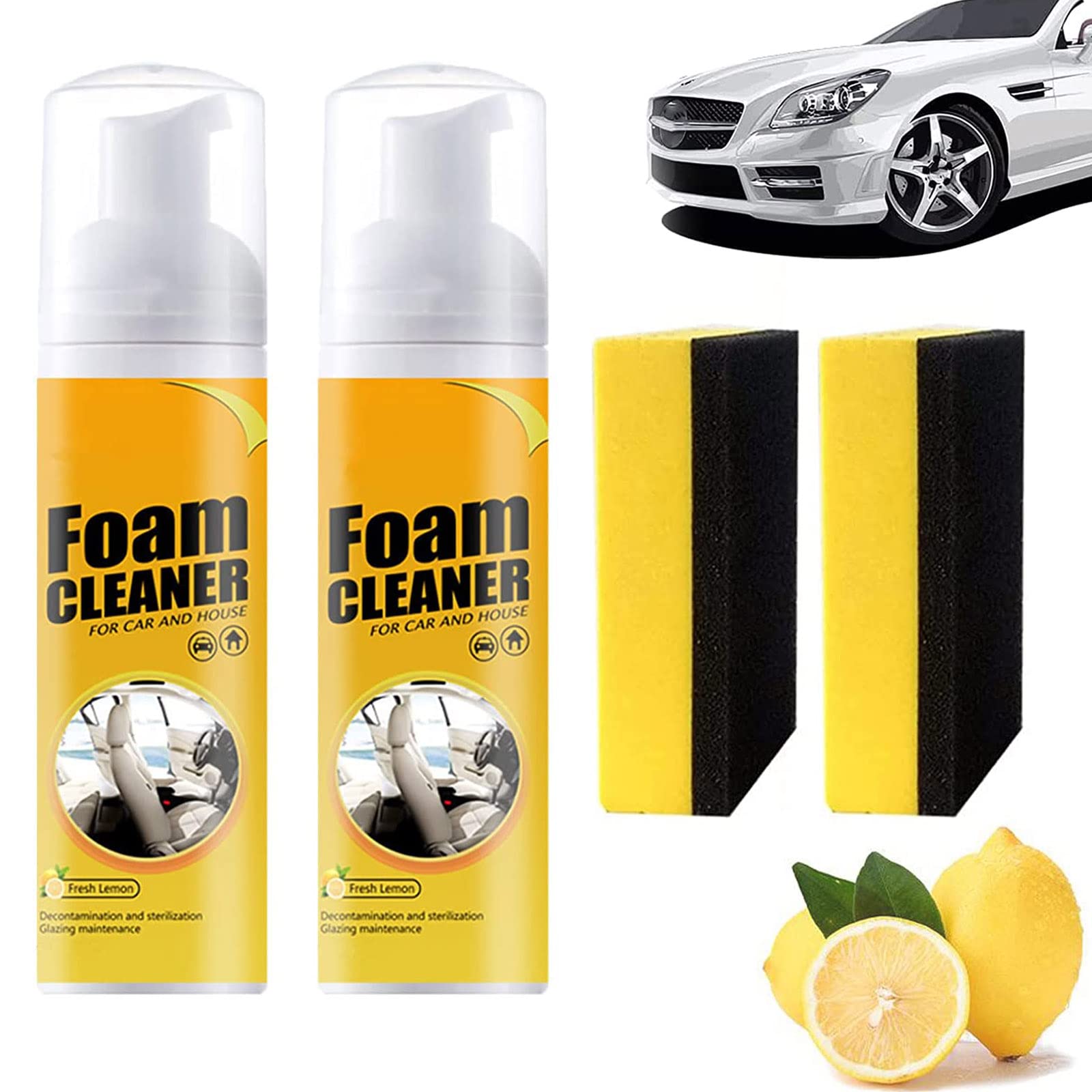 Atidottech Foam Cleaner, Atidottech Powerful Stain Removal Kit, Multifunctional Car Foam Cleaner Spray, Foam Cleaner All Purpose for Car and House (100ML, 2Pcs) von Pnedeodm