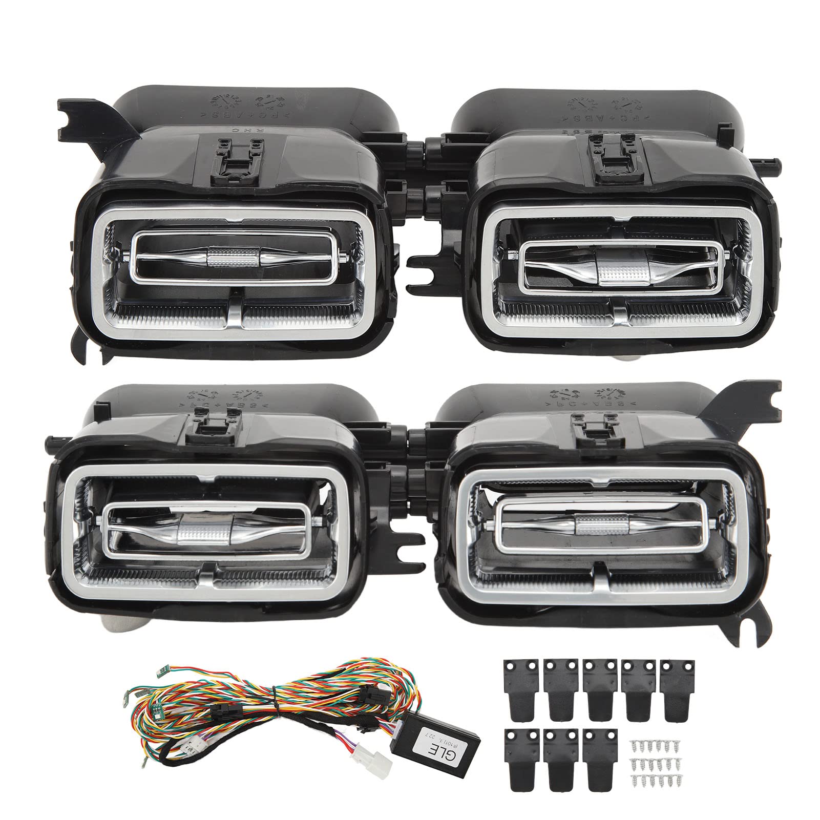 4 Stück 64-Farben-Auto-Front-LED-Turbinen-Entlüftungs-Umgebungslicht-Kits Teile für GLE GLS-Klasse W167 X167 2020 und höher von Pnuaticm