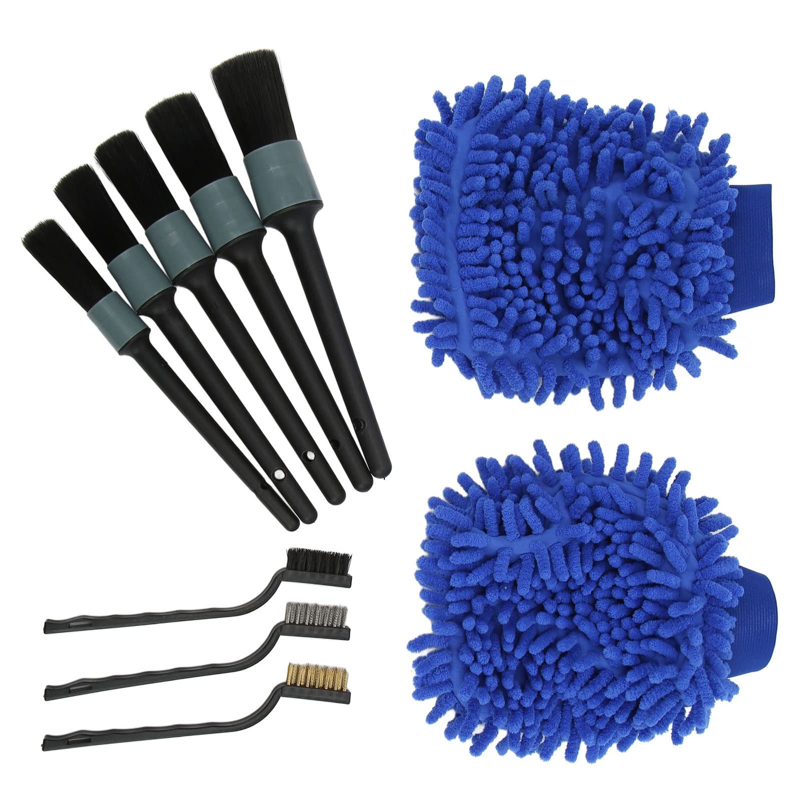 Pnuaticm 10-teiliges Auto-Detailing-Bürsten-Set, Flexible weiche Waschhandschuh-Drahtbürsten, Auto-Detailing-Set für Stoßstangen, Kotflügel, Räder von Pnuaticm