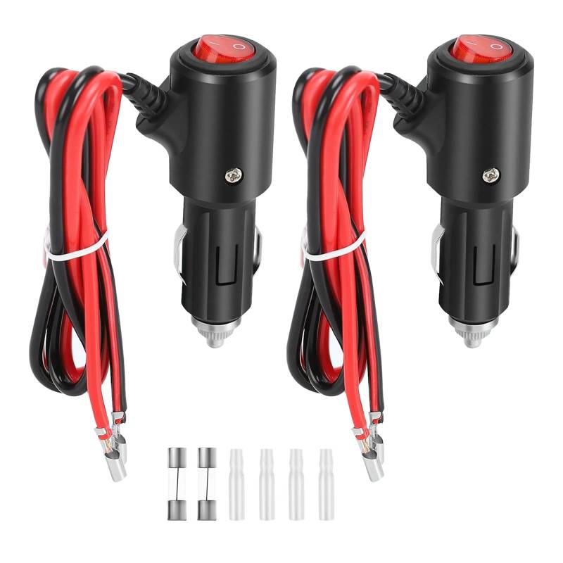 2 Stuks zigarettenanzünder stecker 12V/24V Zigarettenanzünder Verlängerungskabel mit Schalter–55 cm, Ideal für Autos, Wohnmobile und Lastwagen, Schützt vor Überlastung mit 15A Sicherung von PnxdeobXL