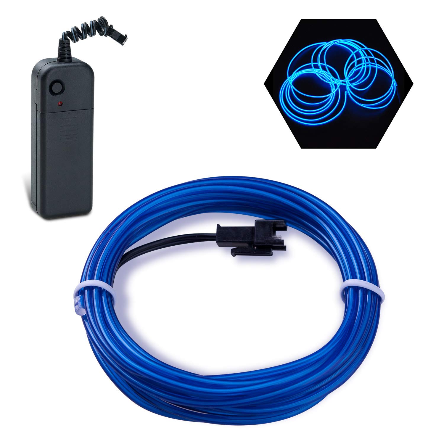 Podazz Flexibel Neon Beleuchtung Draht Lichtschlauch Leuchtschnur EL Kabel Wire mit 3 Modes für Partybeleuchtung (Blau, 10ft) von Podazz