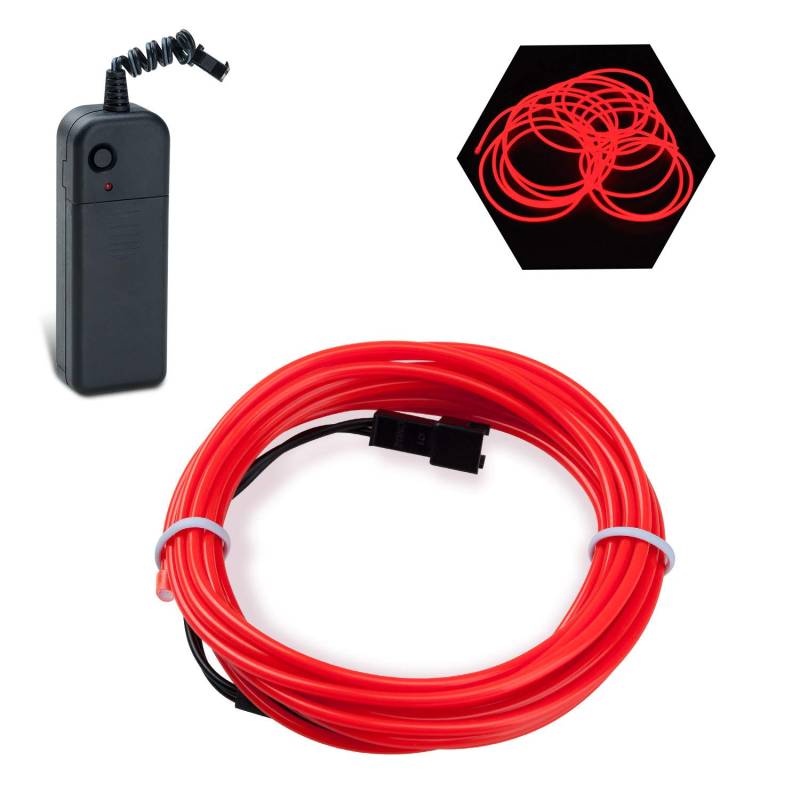 Flexibel Neon Beleuchtung Draht Lichtschlauch Leuchtschnur EL Kabel Wire mit 3 Modes für Partybeleuchtung (Rot, 10ft) von Podazz