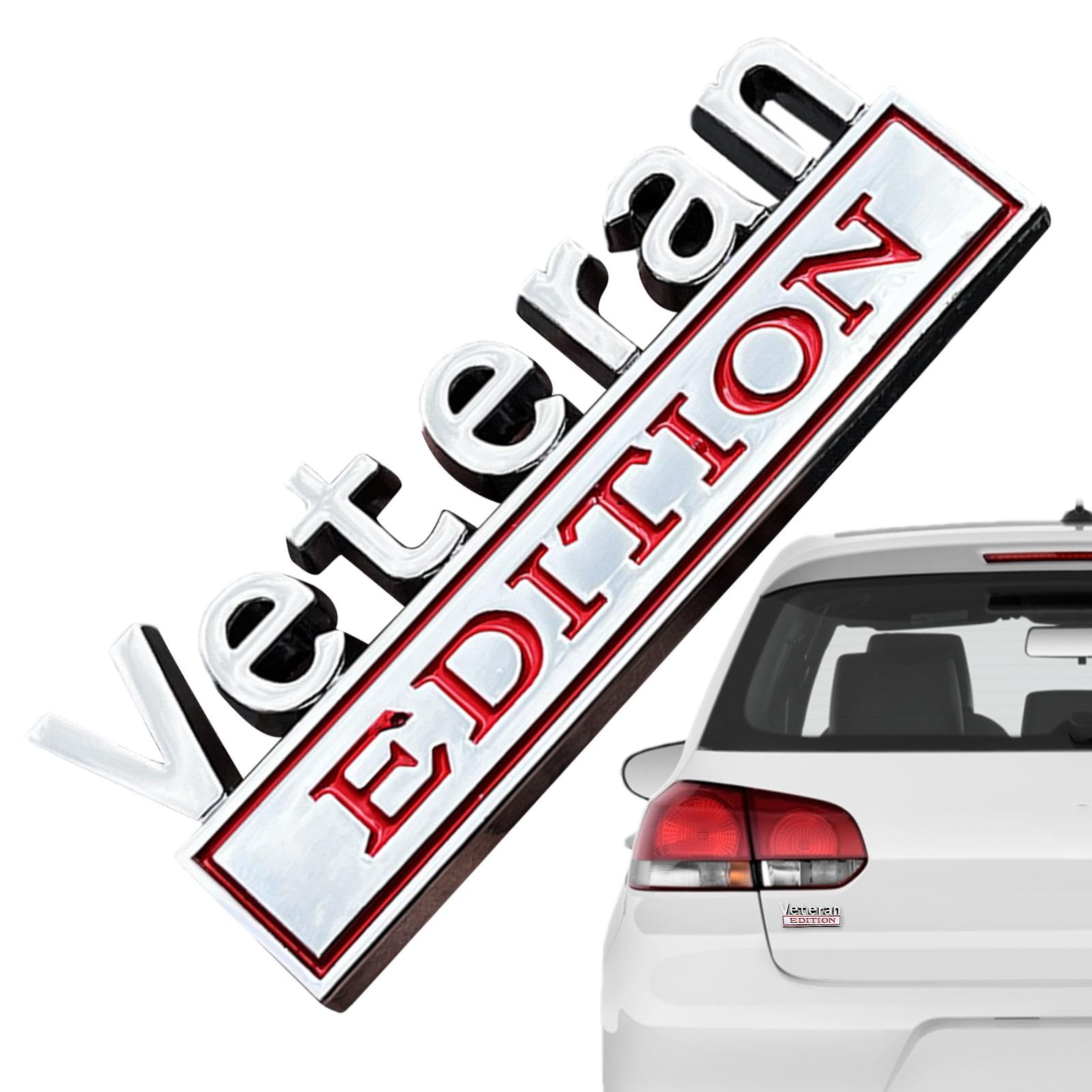 Veteranen-Edition-Auto-Emblem, 3D-Buchstaben, Stoßstangen-Abzeichen, 3D-Metall-Stoßstangen-Aufkleber, robuste Auto-Veteranen-Figuren, stilvolle Fahrzeugdekoration für Veteranen-Autozubehör von Pokronc