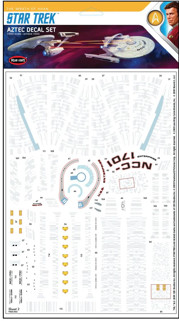 Polar Lights - Star Trek Azteken-Aufkleber-Set (für die Verwendung mit Enterprise und Reliant Kits), 1:1000 (MKA040) von Polar Lights