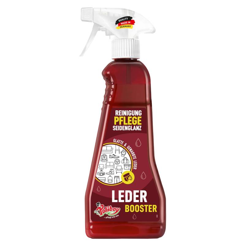 POLIBOY Leder Booster - Reinigendes Lederpflegemittel für Kleidung und Möbel - Lederreiniger mit Pflegewirkung - 1x 375 ml - Made in Germany von Poliboy ... pflegt wie neu