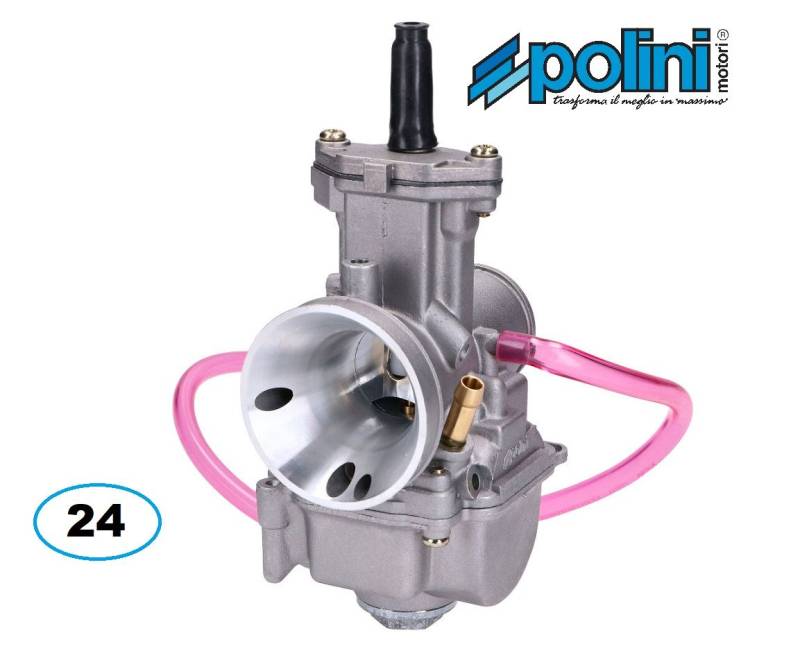 POLINI PWK Flachschieber 24mm Vergaser Steckversion mit Hand Choke Mofa Racing von Polini