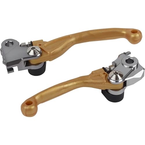 POLISPORT 8487200046 - Klappbar Hebelset gefräst aus hochwertigem Aluminium mit Adapter kompatibel mit Motorrädern KTM, SHERCO in Farbe Gold von Polisport