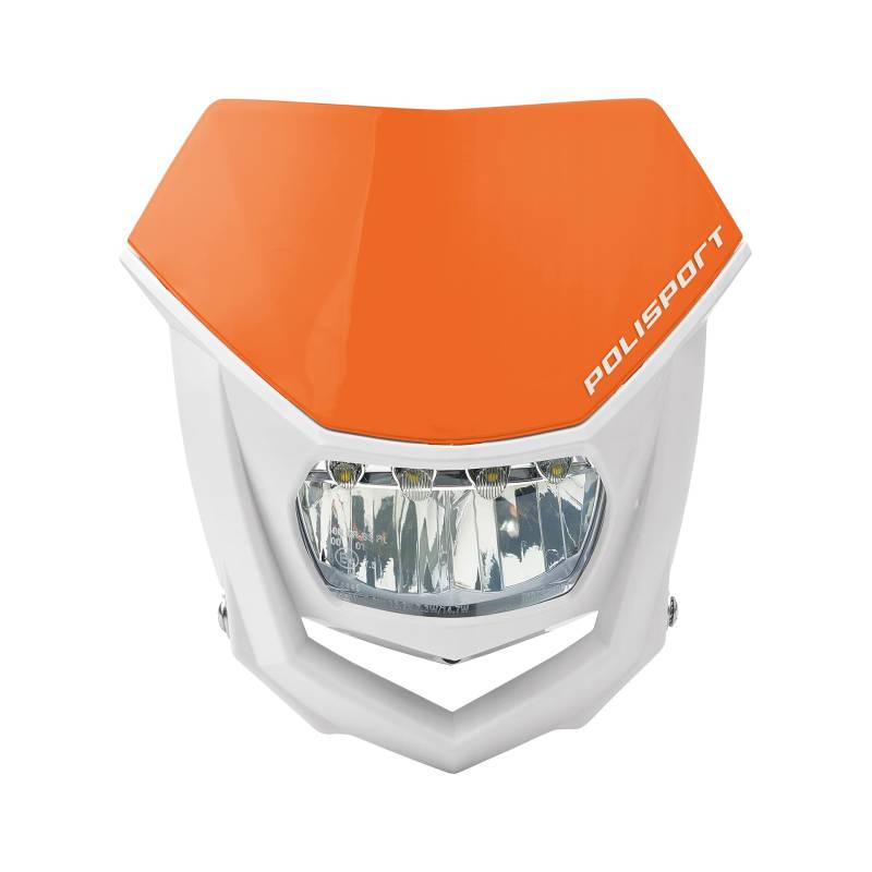 POLISPORT 8667100004 - HALO-Scheinwerfer aus Polypropylen mit LED-Lampe, kompatibel mit allen Motocross-/Enduro-Modellen in Farbe weiß/orange von Polisport