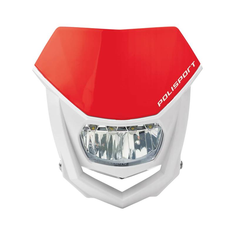 POLISPORT 8667100006 - HALO-Scheinwerfer aus Polypropylen mit LED-Lampe, kompatibel mit allen Motocross-/Enduro-Modellen in Farbe weiß/rot von Polisport