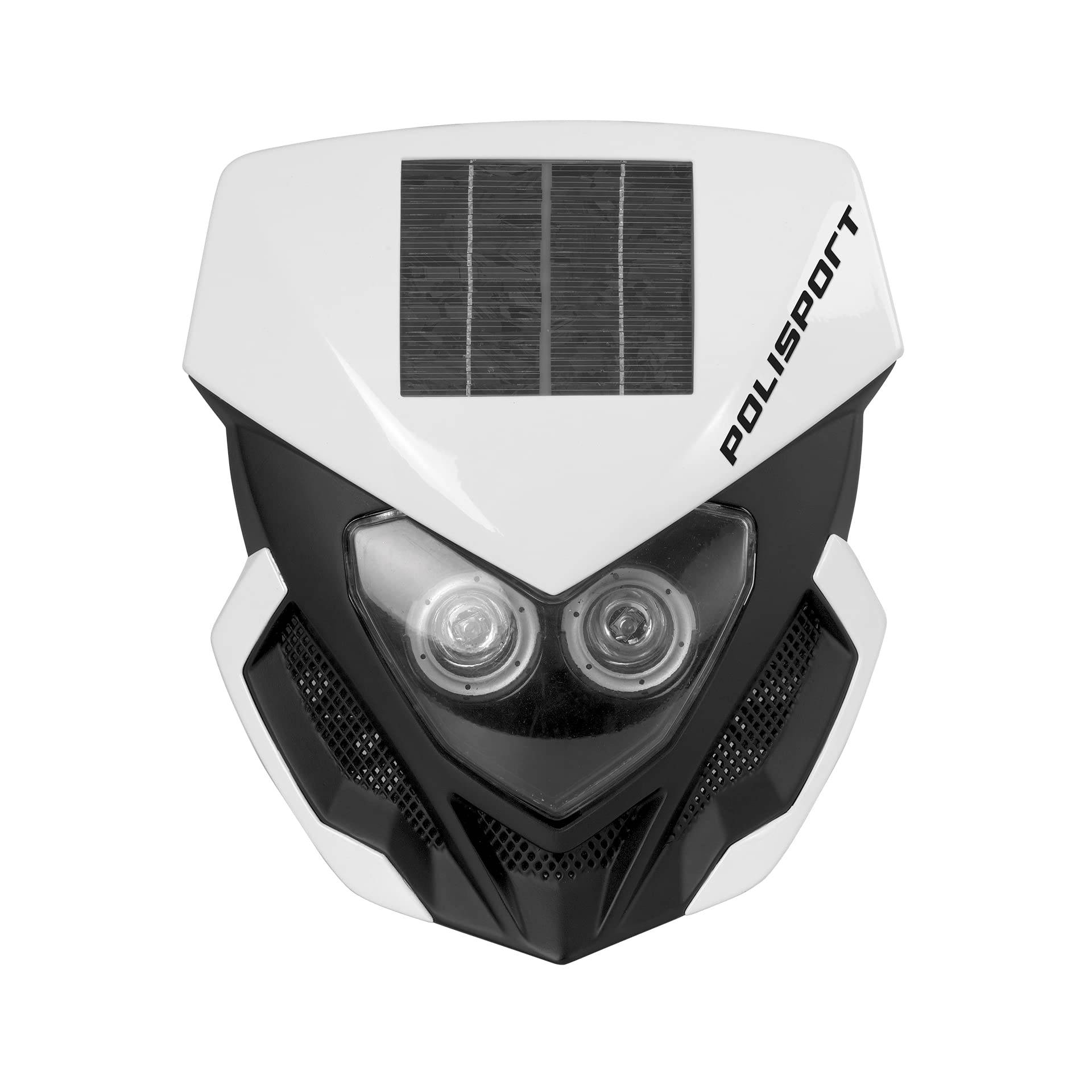 Polisport 8668900001 - LOOKOS EVO-Scheinwerfer mit Akku und Solarpanel aus Polypropylen mit LED-Lampe, kompatibel mit allen Motocross-/Enduro-Modellen in Farbe weiß/schwarz von Polisport