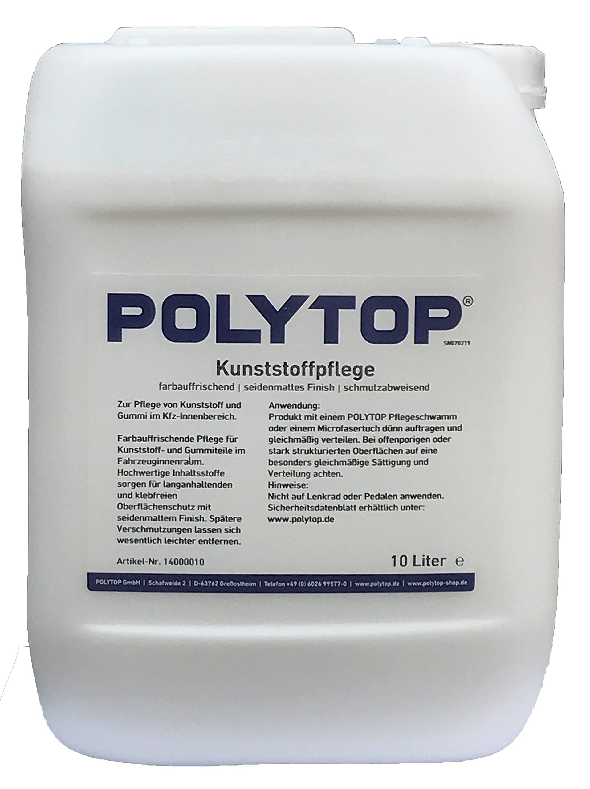 Polytop Kunststoffpflege Pflegemilch Gummipflege matt für den Kfz Innenraum Tiefenpflege TOP Qualität 10 L von Polytop