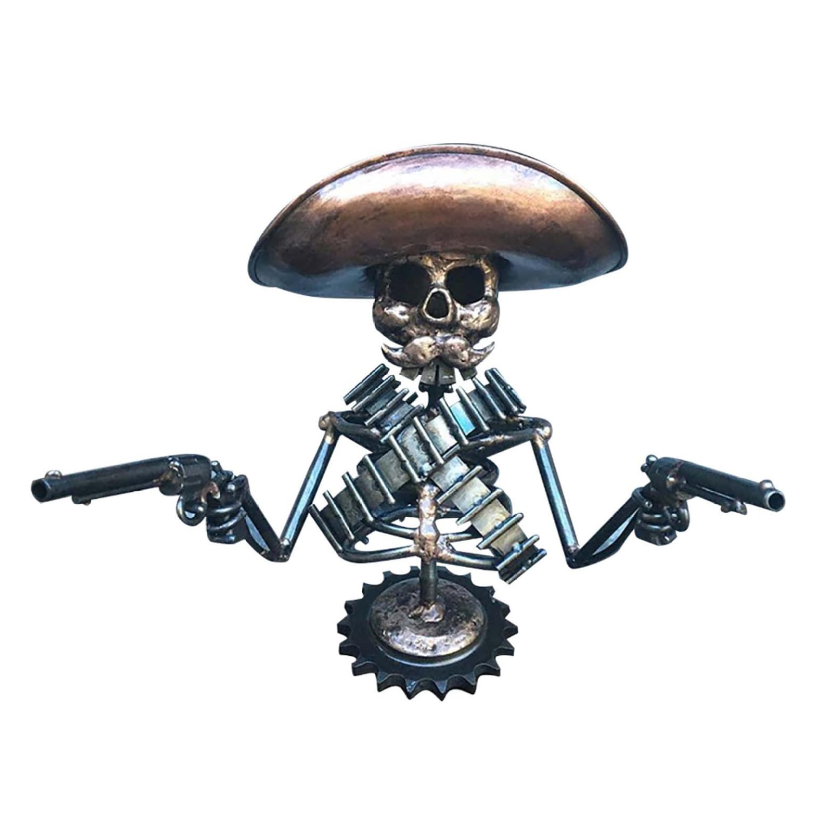 Cowboy Schädel Revolverheld Kühlerfigur 3D Vintage dekorative Embleme für den Außenbereich coole Gadgets Baumstamm-Skulptur Dekoration für Fahrzeuge von Porgeel