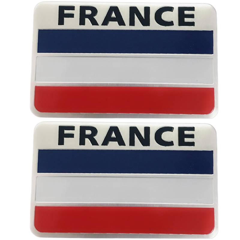 Französische Aufkleber 2PCS 3D National Frankreich Flaggenauto-Aufkleber Selbstkleber Metallauto-Logo-Aufkleber für Autos Motorradhelm 3,2 x 2 Zoll Stil 1 von Porgeel