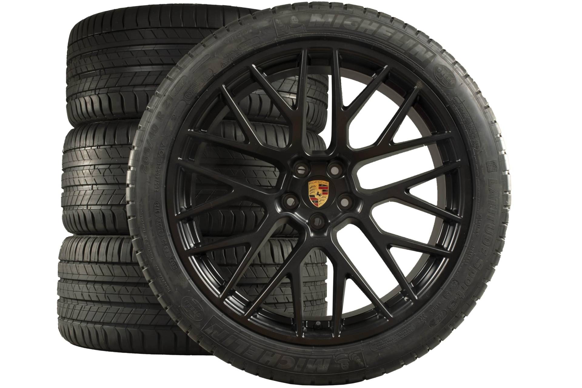 Kompatibel mit Porsche Macan 21" RS Spyder Design Sommerräder Schwarz/Wheel set 95B044665L JE1 von Porsche