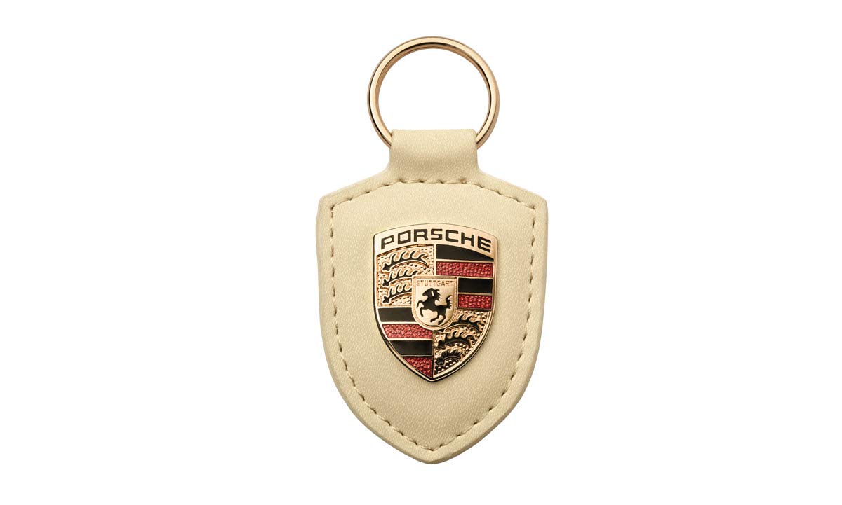 Porsche Schlüsselanhänger BEIGE Leder mit Wappen WAP0500960E von Porsche