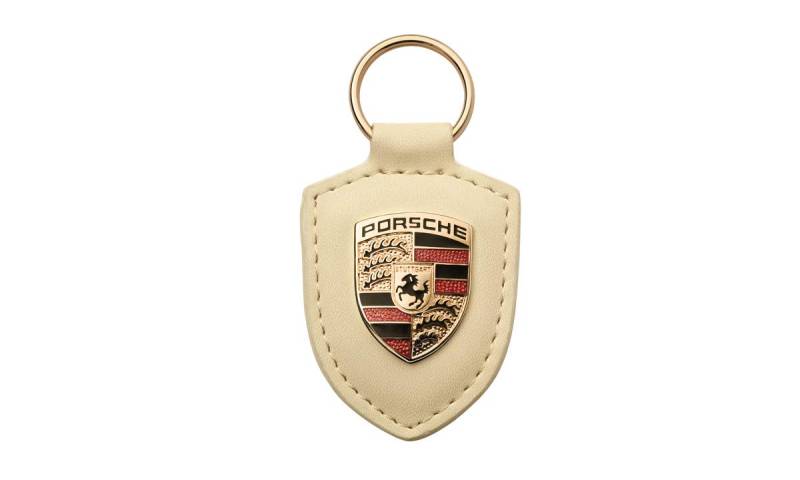 Porsche Schlüsselanhänger BEIGE Leder mit Wappen WAP0500960E von Porsche