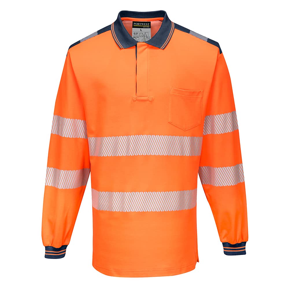 PW3 Hi-Vis Polo Shirt L/S - Color: OrNa - Talla: 4XL von Portwest