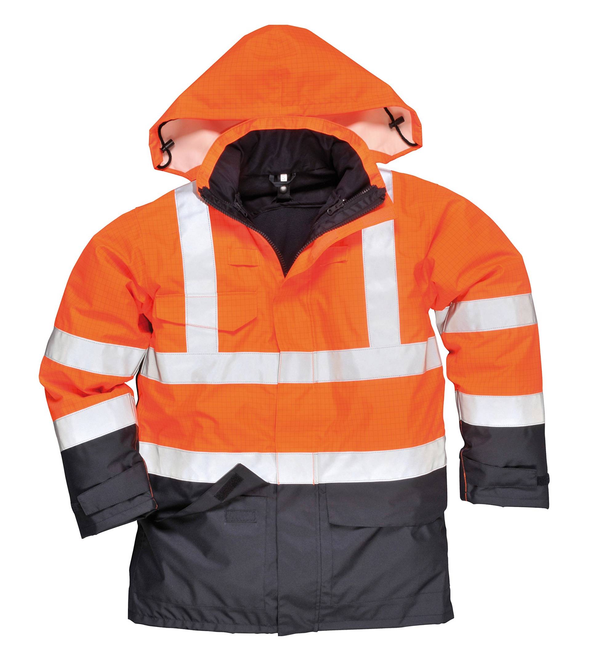 Portwest Bizflame Regen Warnschutz Multi-Norm Jacke, Größe: M, Farbe: Orange/Marine, S779ONRM von Portwest