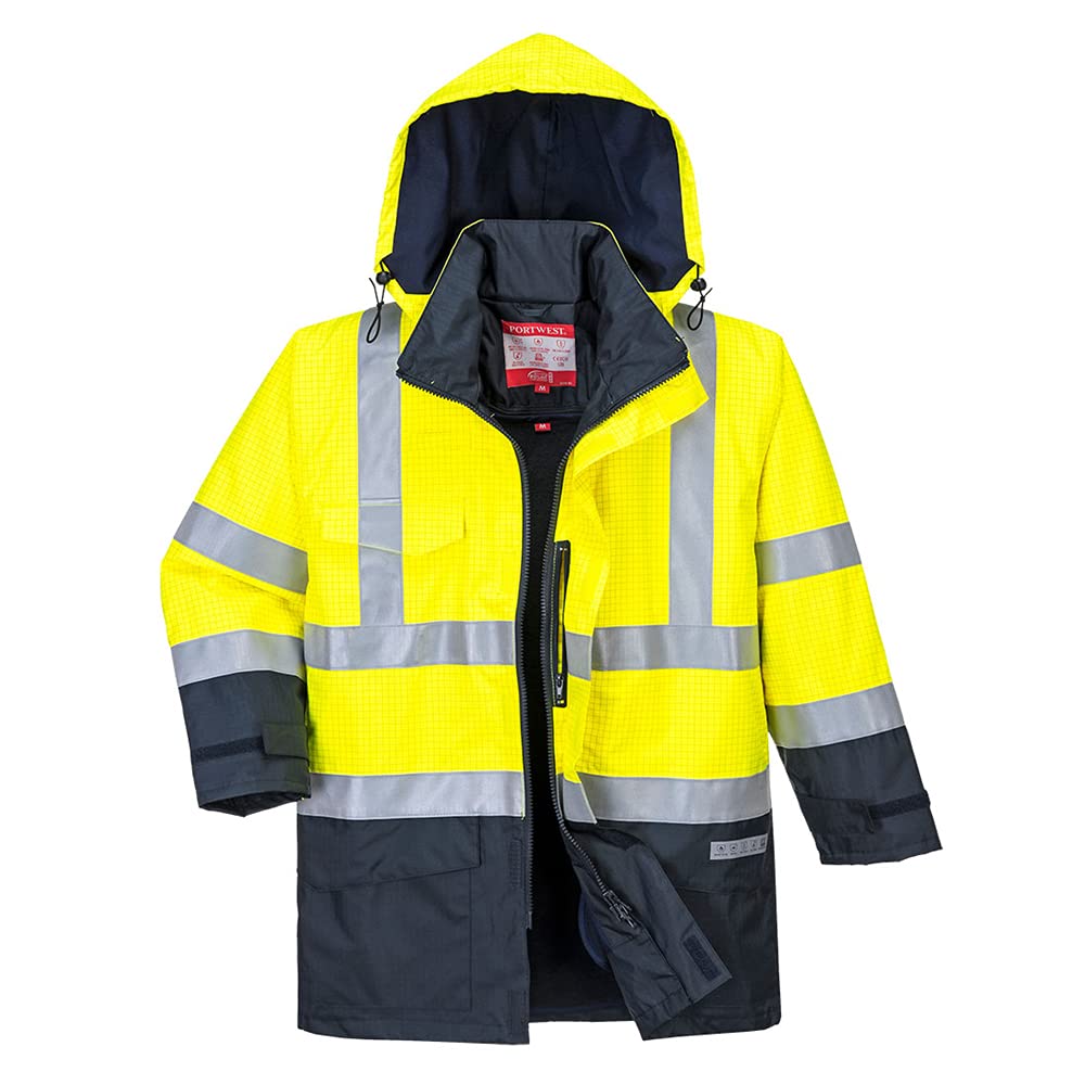 Portwest Bizflame Regen Warnschutz Multi-Norm Jacke, Größe: XS, Farbe: Gelb/Marine, S779YNRXS von Portwest