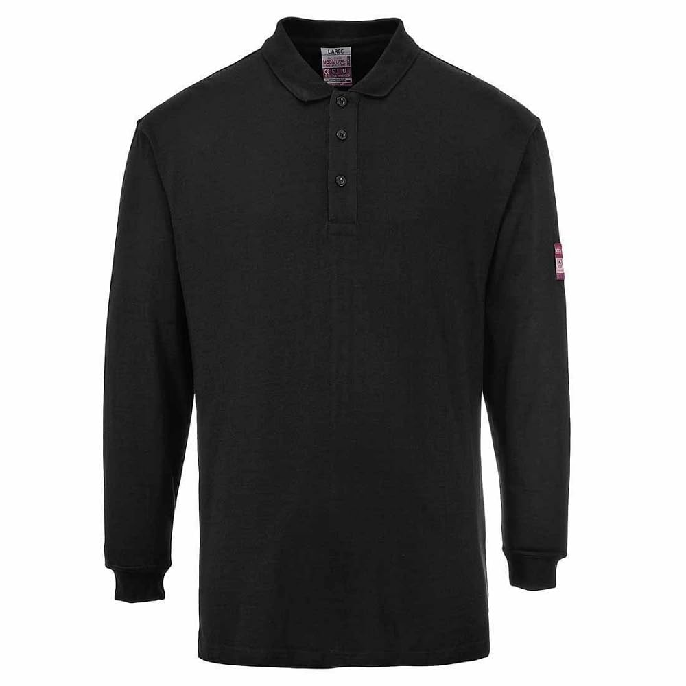 Portwest Flammhemmendes, antistatisches Langarm Poloshirt, Größe: M, Farbe: Schwarz, FR10BKRM von Portwest