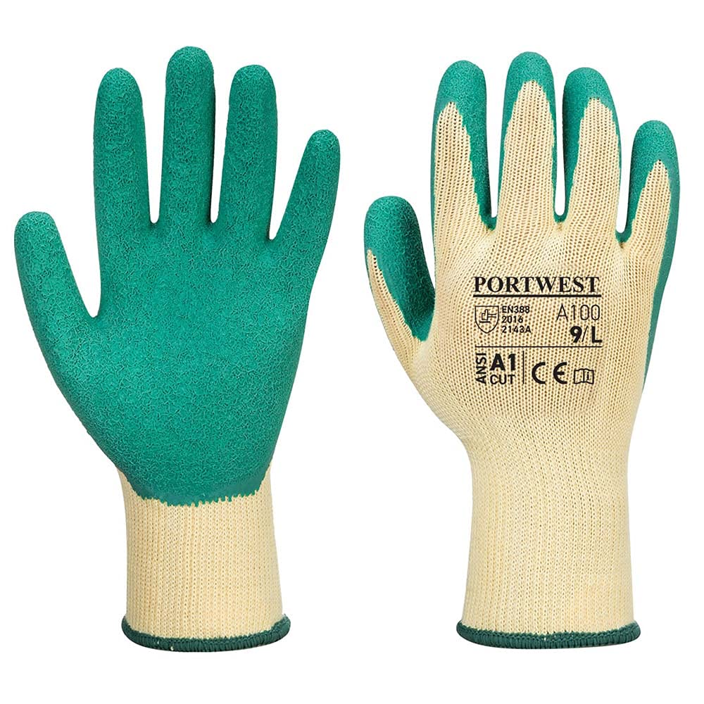 Portwest Grip Latex-Handschuh, Größe: L, Farbe: Grün, A100GNRL von Portwest