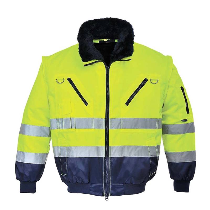 Portwest Hi-Vis Warnschutz 3-in-1 Pilotjacke, Größe: 5XL, Farbe: Gelb/Marine, PJ50YNR5XL von Portwest