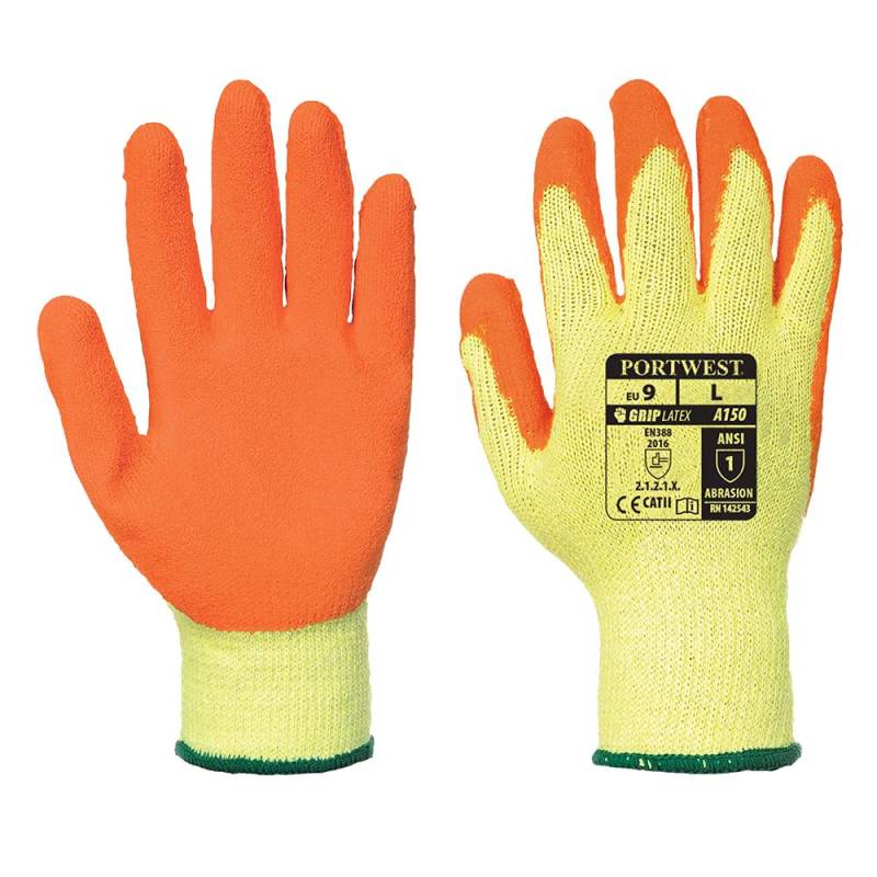 Portwest Klassischer Grip Handschuh Latex, Größe: M, Farbe: Orange, A150ORRM von Portwest