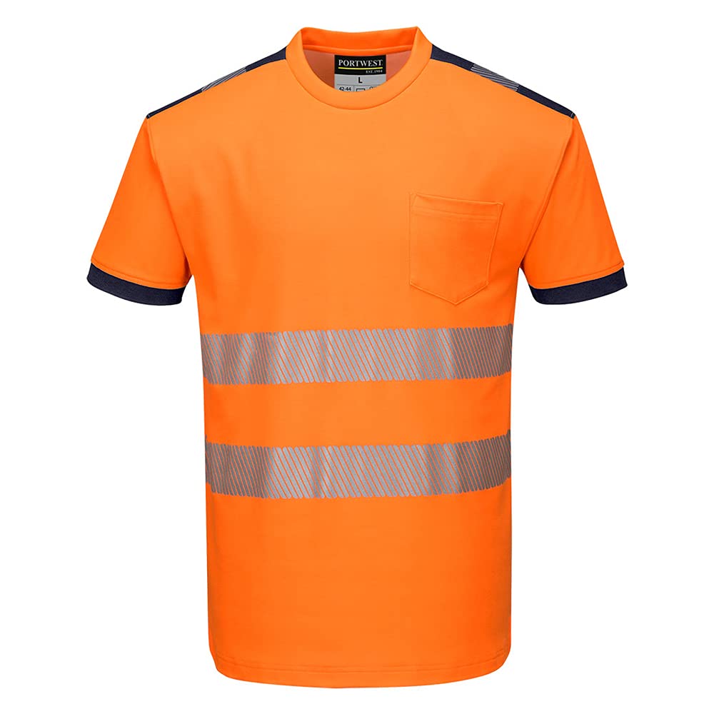 Portwest PW3 Hi-vis T-Shirt, kurzarm, Größe: M, Farbe: Orange/Marine, T181ONRM von Portwest