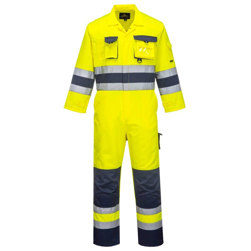 Portwest TX55 Herren Nantes Hi-Vis Reflektierende Overall-Arbeitsoveralls Sicherheitsklasse 3 Gelb/Navy, L von Portwest