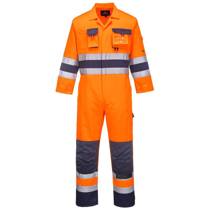 Portwest TX55 Herren Nantes Hi-Vis Reflektierende Overall-Arbeitsoveralls Sicherheitsklasse 3 Orange/Navy, XL von Portwest