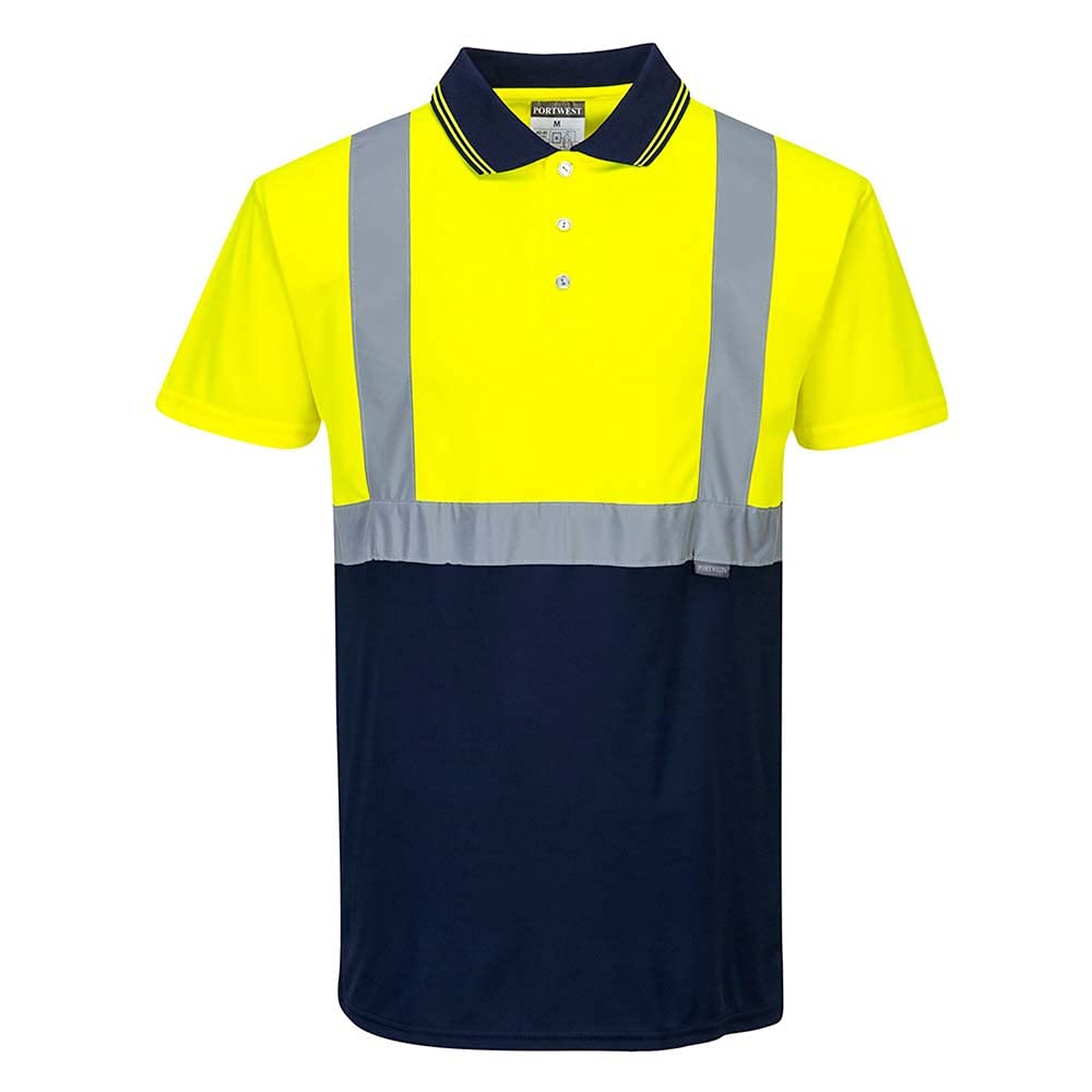 Portwest Zweifarbiges Polo Shirt, Größe: M, Farbe: Gelb/Marine, S479YNRM von Portwest