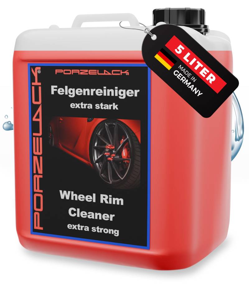 Porzelack® Felgenreiniger extra stark 5 Liter für Auto & Motorrad - Felgenpflege-Reinigungsmittel sehr stark & materialschonend - Vom Hersteller aus Deutschland von Porzelack