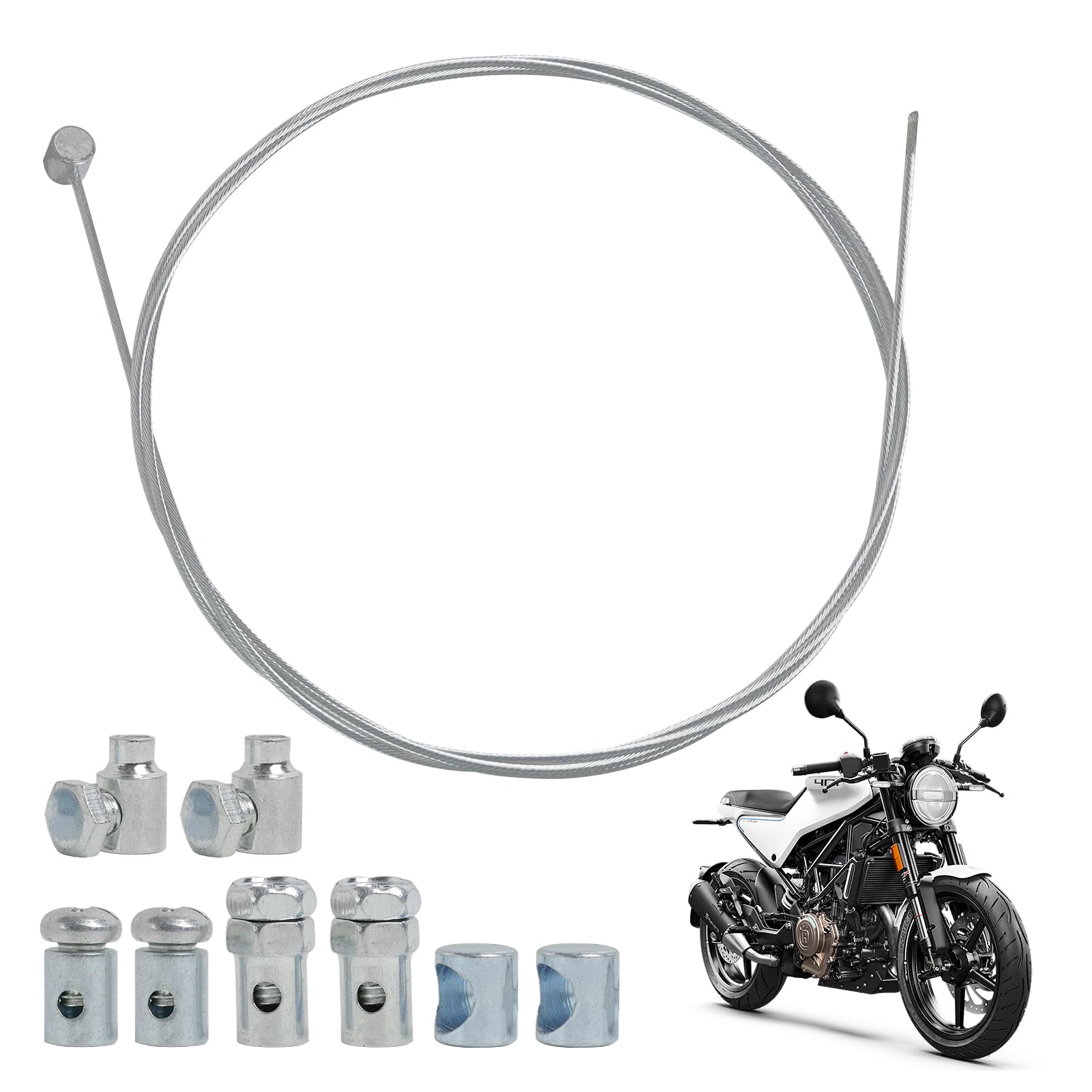 Universeller Motorrad-Kupplungszug, 2 m Ø 2 mm Motorrad-Notgaszug-Reparatursatz, passend für Roller, Quads, Mopeds, Fahrräder von PosyLane