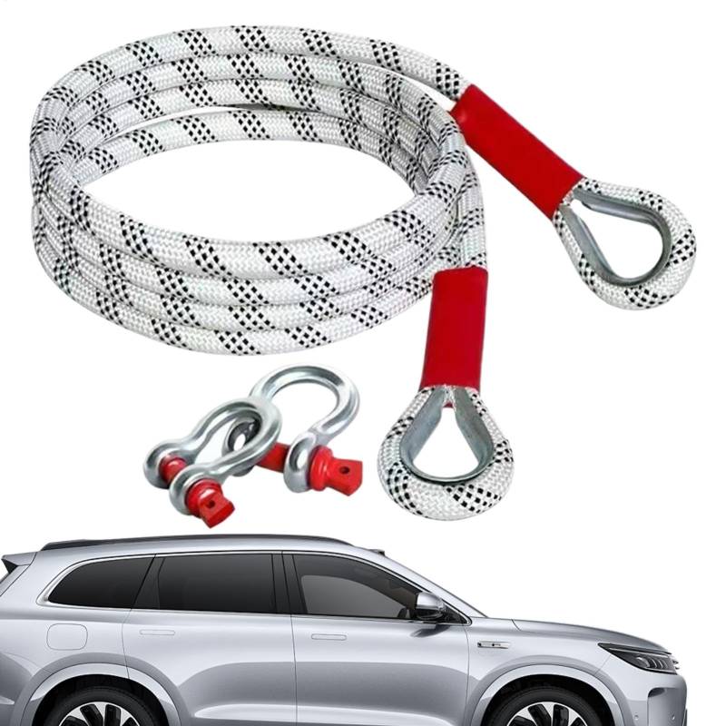 Poupangke Abschleppseil, strapazierfähig, mit Schlaufen, Recovery Straps Snatch Rope, Off Road Recovery Kit für LKW, Pickups, Traktoren, SUVs, ATV von Poupangke