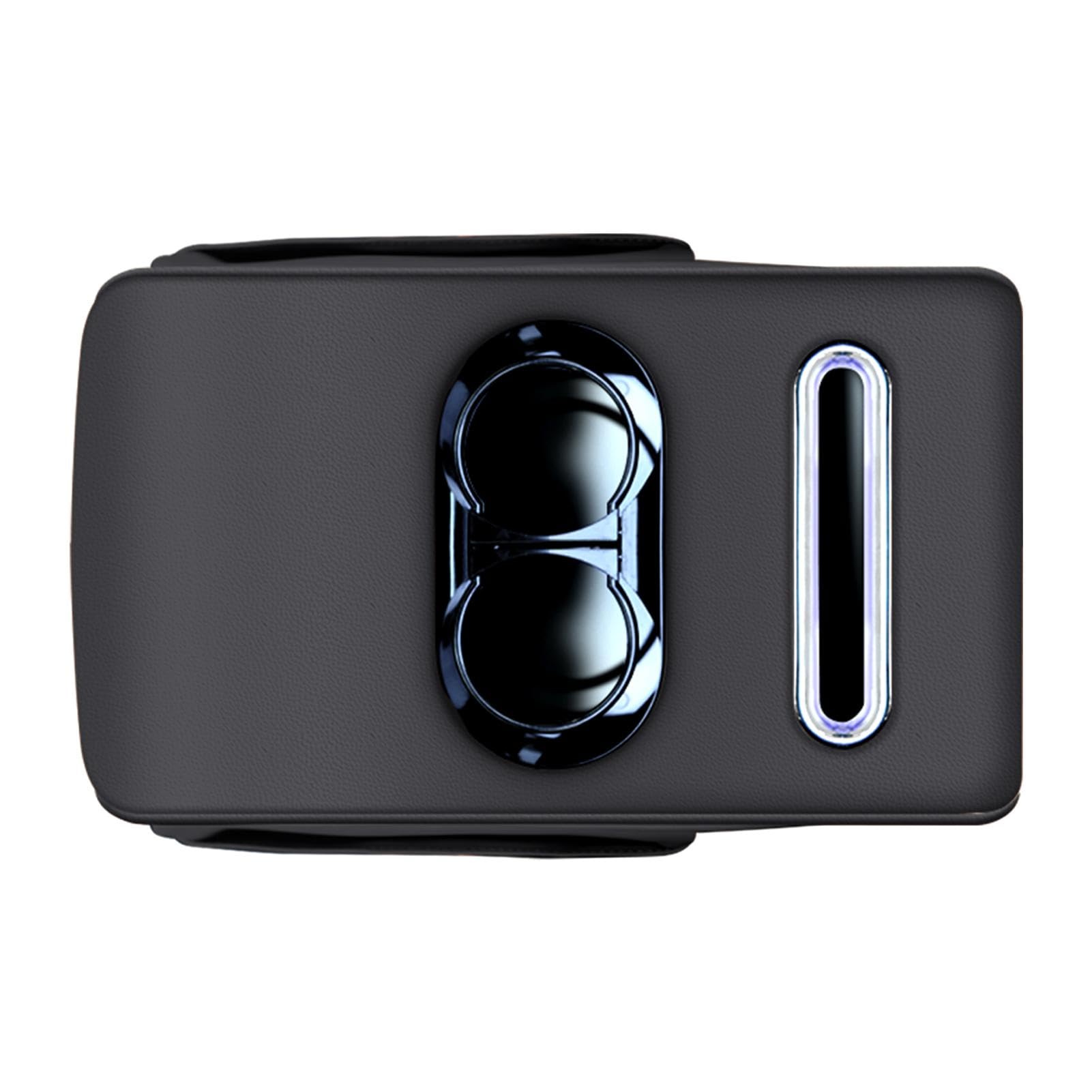 Poupangke Auto-Aufbewahrungsbox mit Getränkehalter – Aufbewahrungsbox für die Konsole im Auto, multifunktionale Fahrzeugkonsole, Sitz, Handy, Getränkehalter mit Seitentasche für Wasserbecher von Poupangke