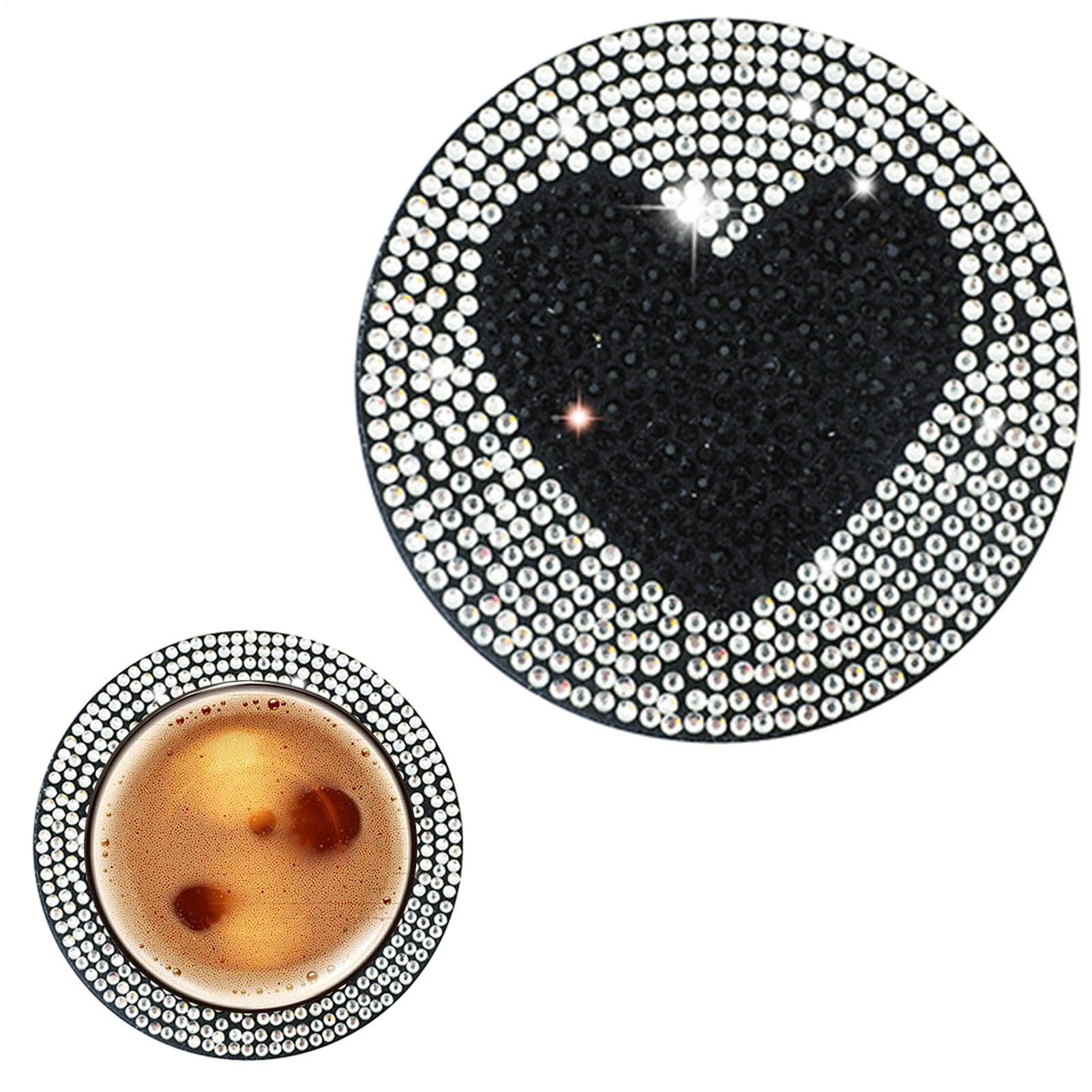 Poupangke Bling Cup Halterauto, Strassauto Untersetzer | PVC Car Coasters Haltereinsatz Tassenmatten - Black Bling Pushion Cupholderauto Innenzubehör Matten für Zuhause, Büros und Küche von Poupangke