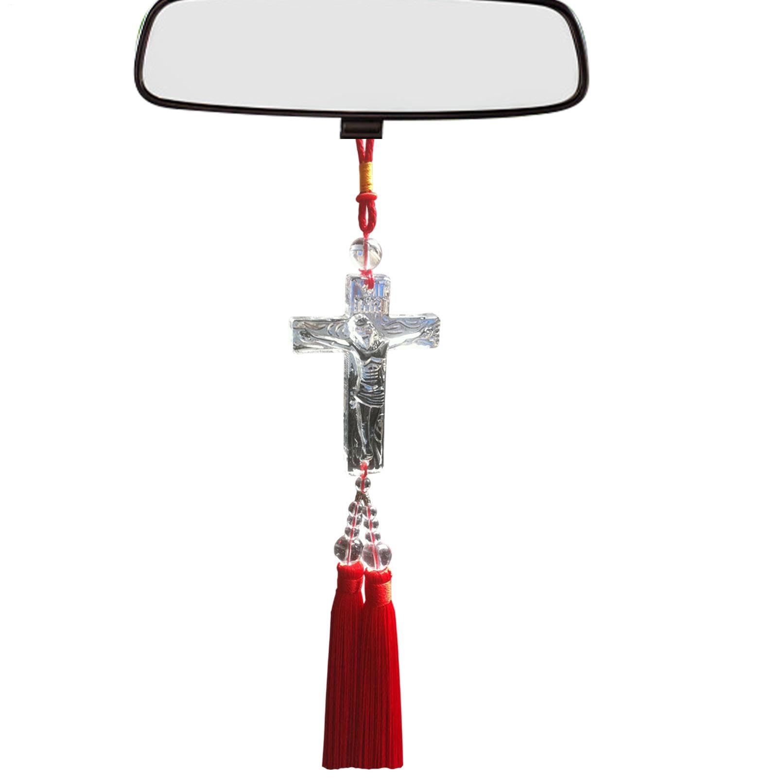 Poupangke Rearview Glass Pendant Decor - Kreativer Auto-Rückansicht-Anhänger mit Quaste - Automotive Trim Auto Innendekoration für Frauen Männer für Minivan, LKW von Poupangke