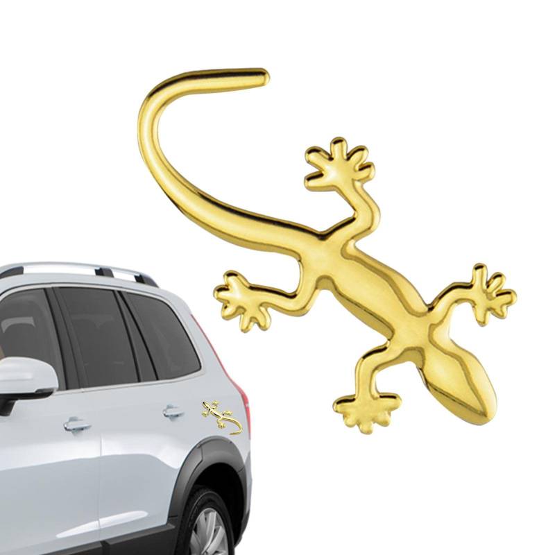 Gecko-Autoaufkleber, Mode 3D-Gecko-Form | Reines Metall-Chrom-Abzeichen-Logo-Aufkleber, Auto-Aufkleber, Karosserie-Block-Kratzer-Aufkleber, Wasserdichter Sonnenschutz, Extra Langlebig von Povanjer