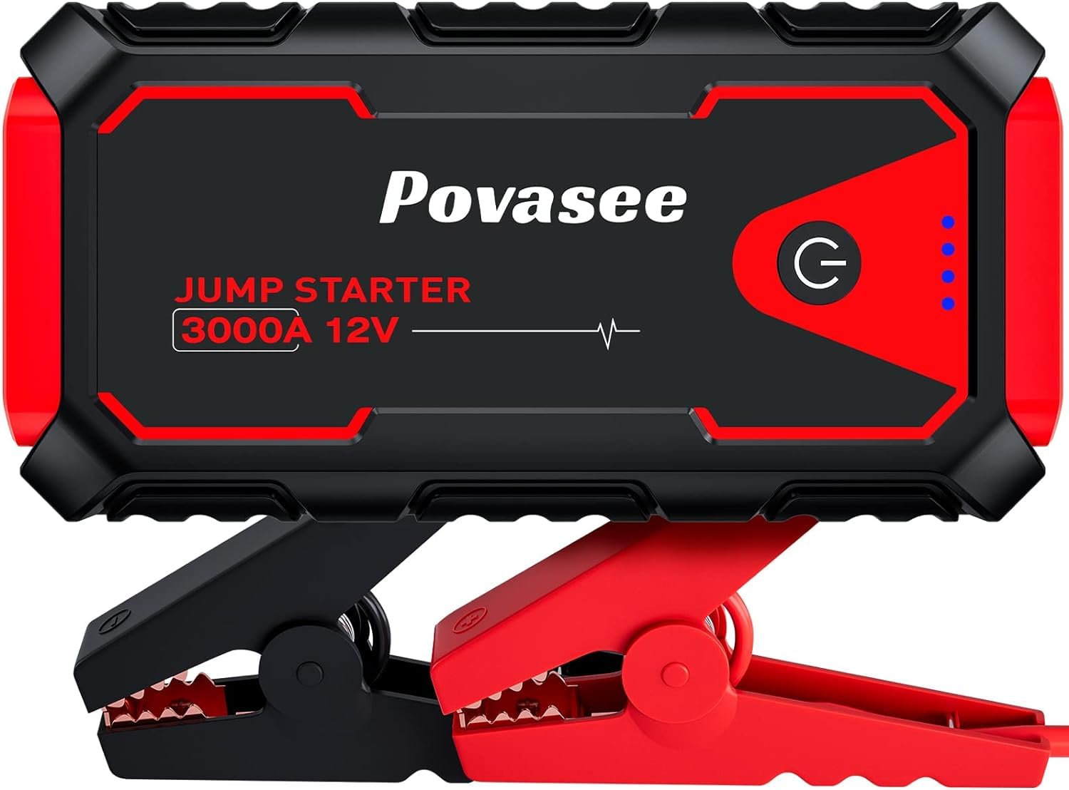 Povasee Starthilfe Powerbank, 3000A Auto Starthilfe für 12V Fahrzeuge (Bis zu 10L Benzin/8L Diesel), Starter Powerbank mit LED, 2 Schnelllade USB Ausgänge, Batterie Jump Starter mit Starthilfekabel von Povasee