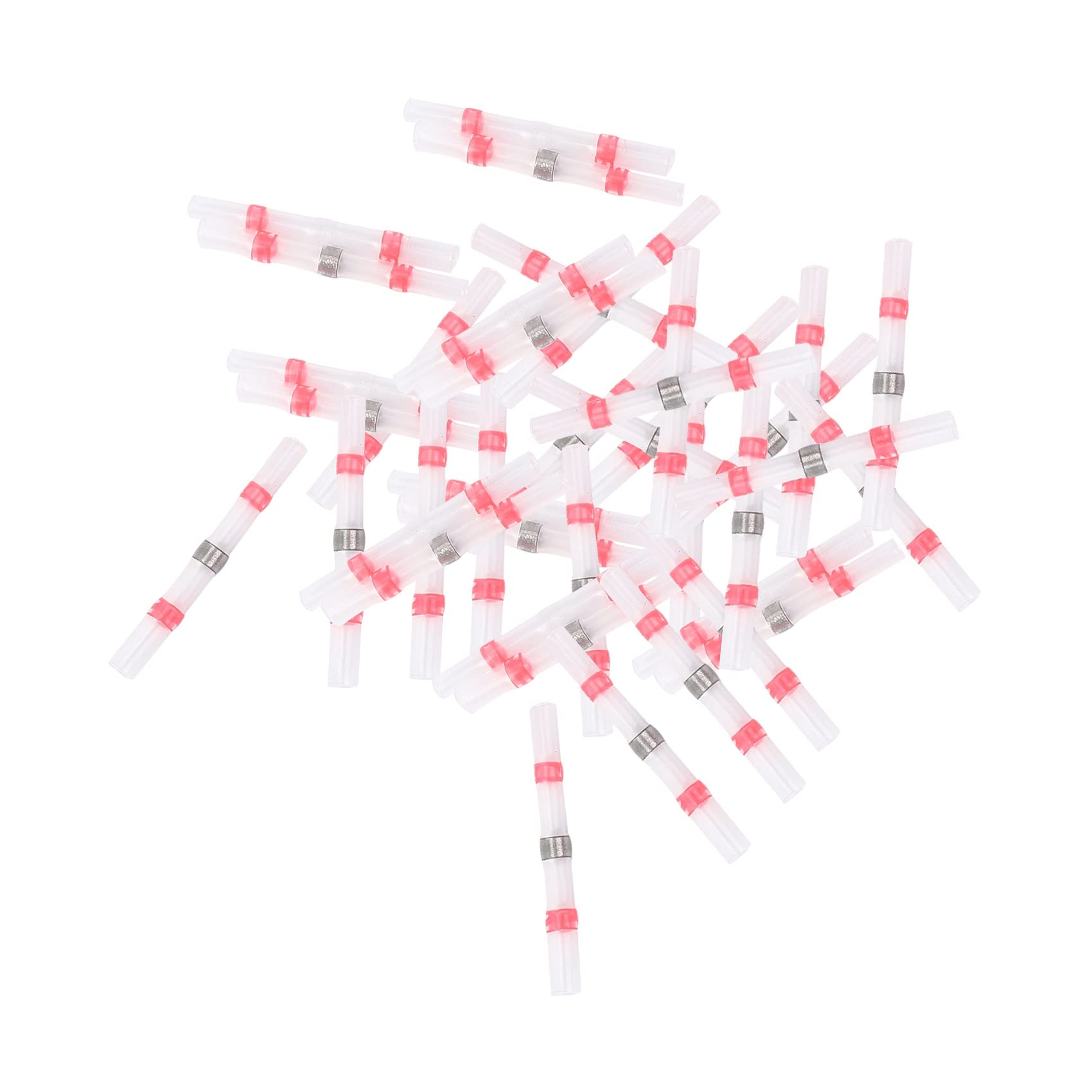 Povhhee 50 Stücke Solder Seal Wire, SchrumpfstoßVerbinder Wasserdicht Isolierte Elektrische StoßKlemmen für Automotive, 22-18 Awg, Rot von Povhhee