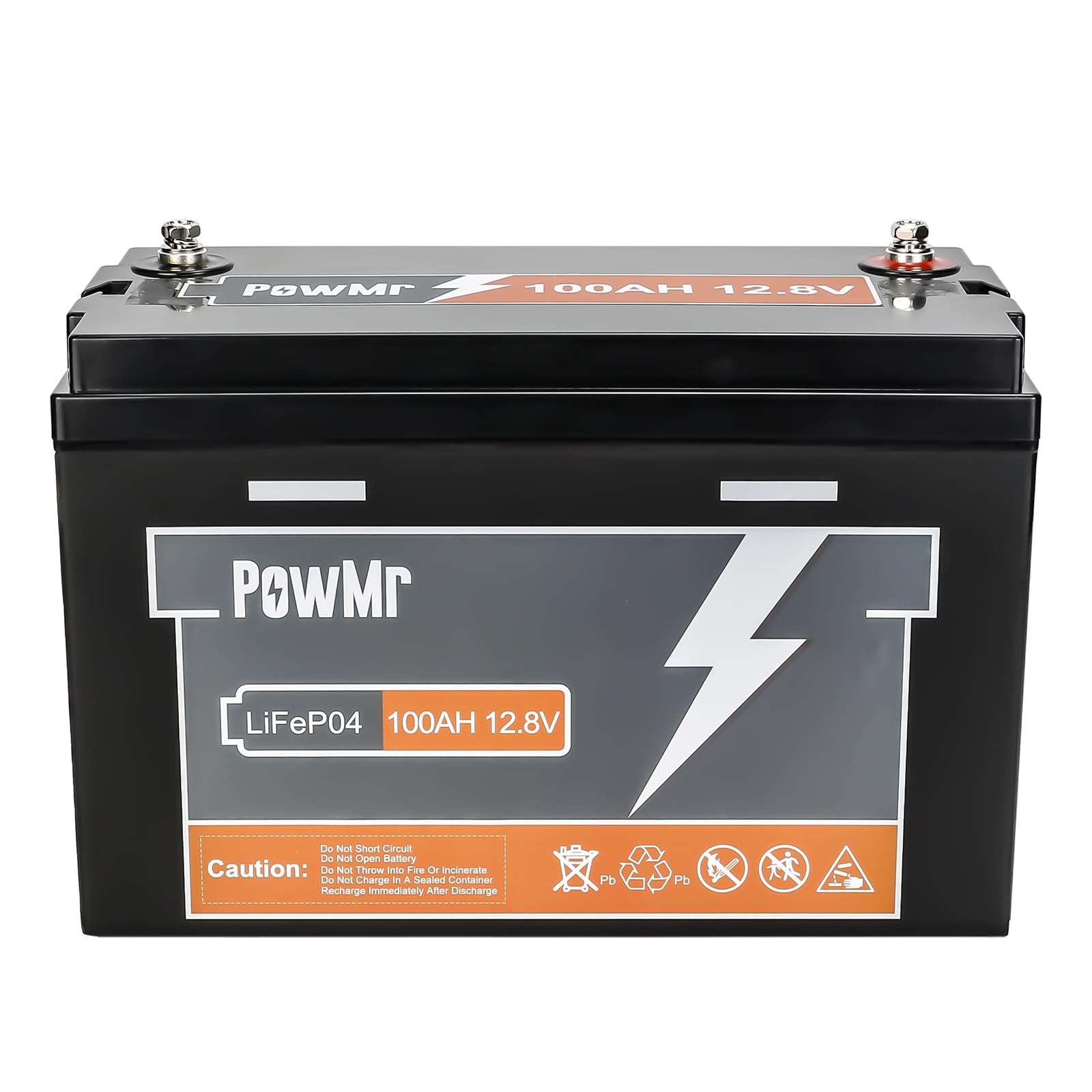 12.8V 100Ah LiFePO4 Lithium Batterie, 1280Wh Lithium Akku mit 100A BMS, 4000+ Deep Cycle, für Wohnmobil, Boot, Haushalt, Solarpanel Kit, Camping (unterstützt 4S4P) von PowMr