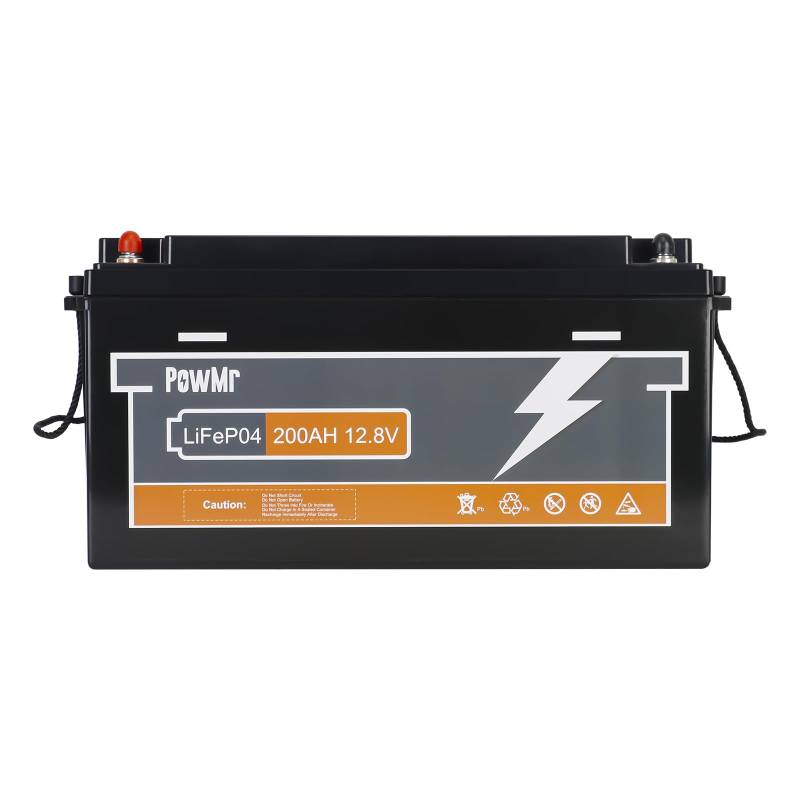 200Ah 12.8V LiFePO4 Batterie mit 100A BMS Niedrigtemperaturschutz, 2560Wh Energiekapazität, 6000+ Deep Cycle, für Wohnmobil, Boot, Haushalt, Solarpanel Kit, Camping (Unterstützt 4S4P) von PowMr