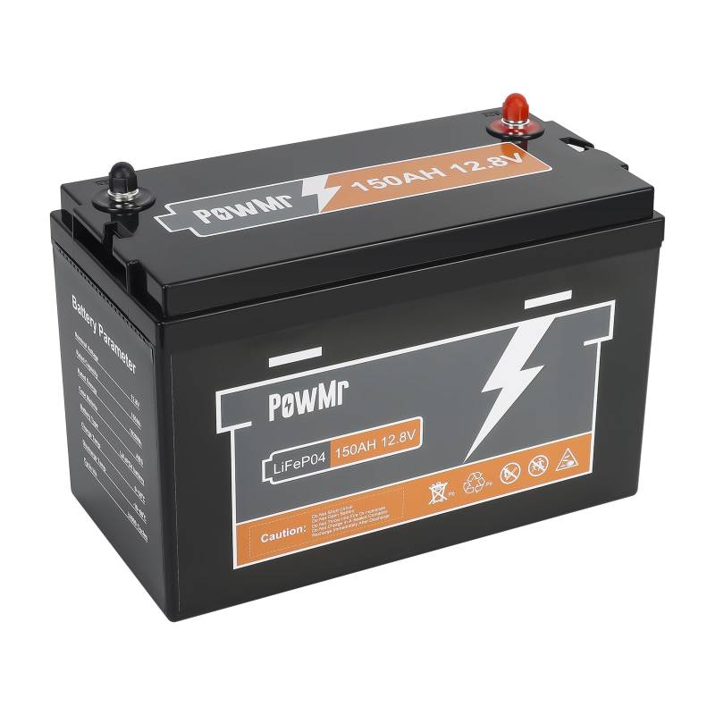 PowMr 150Ah 12.8V LiFePO4 Batterie mit 100A BMS Low Temperature Schutz, 1920Wh Energiekapazität, 6000+ tiefe Zyklus, für Wohnmobil, Boot, Haushalt, Solarpanel Kit,Camping.(Unterstützung 4S4P) von PowMr