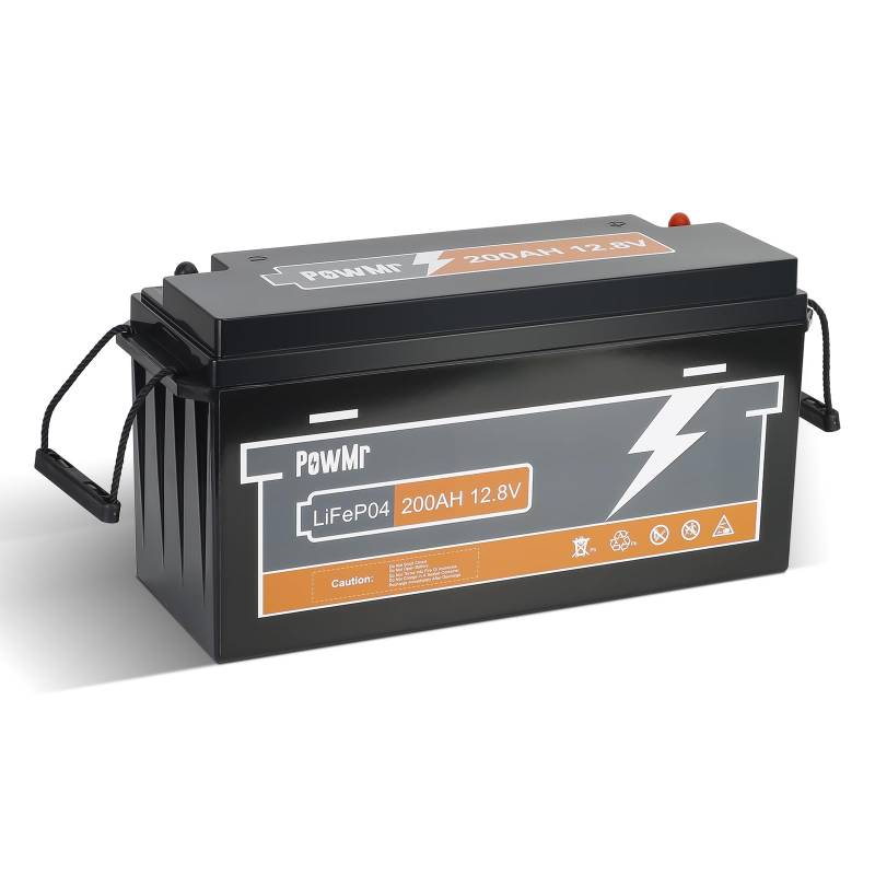 PowMr 200Ah 12.8V LiFePO4 Batterie mit 200A BMS Low Temperature Schutz, 2560Wh Energiekapazität, 6000+ tiefe Zyklus, für Wohnmobil, Boot, Haushalt, Solarpanel Kit,Camping.(Unterstützung 4S4P) von PowMr