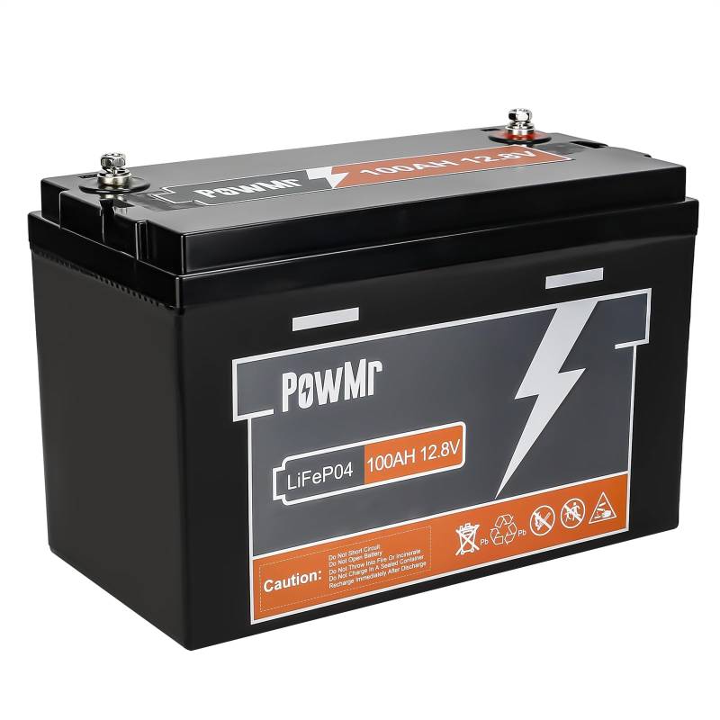 PowMr LiFePO4 100Ah 12V Batterie mit BMS Low Temperature Schutz und 6000-15000 Zyklen, 1280Wh Lithiumbatterie von PowMr