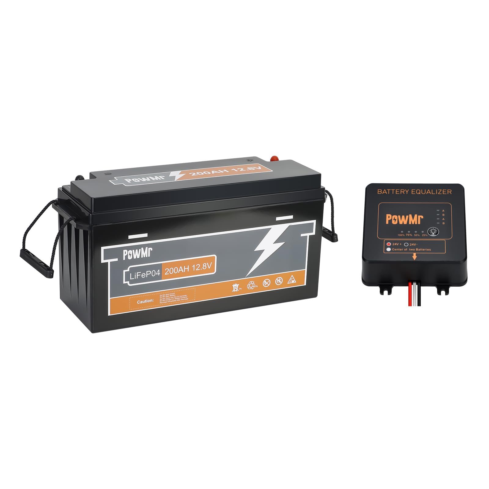 PowMr LiFePO4 200Ah 12V Batterie mit BMS Low Temperature Schutz und 6000-15000 Zyklen, 1280Wh Lithiumbatterie+Battery Equalizer 24V von PowMr